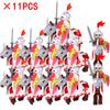 11 uds./lote Figuras Medievales Edad Media Roma Guerreros Soldados Caballo Castillo Rey Dragón Caballeros Bloques de Construcción Ladrillos Juguetes regalos