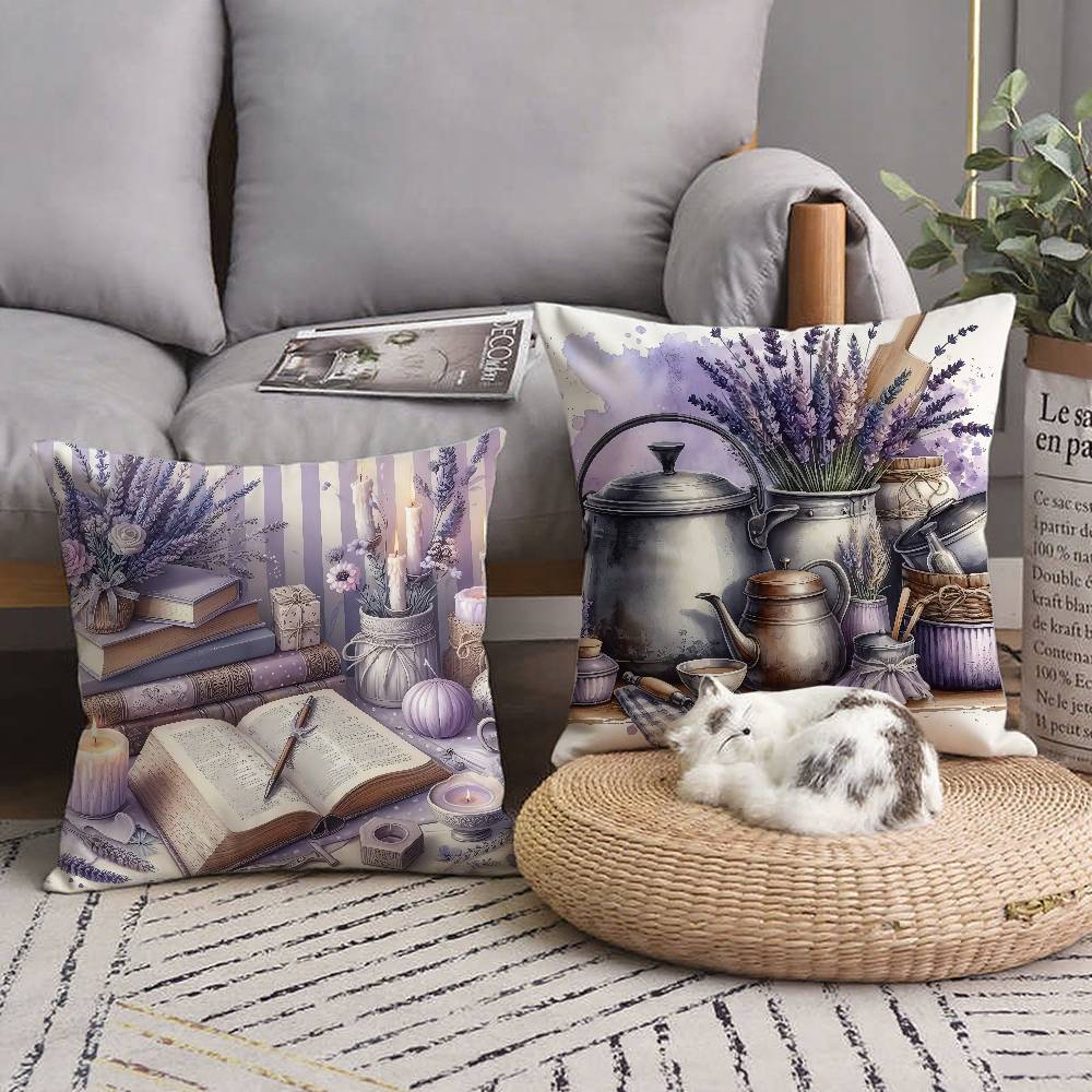 Kissenbezug mit Lavendel-Thema Heimdeko Überwurf für Sofa Bett Auto Raumdeko Geschenkidee