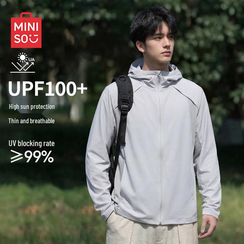 MINISO Men s Hooded Colorblock Sun Protection Jacket L