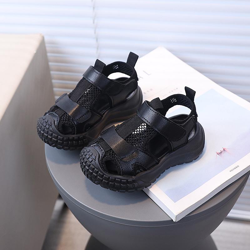 Boys Girls Sandals Toes Capped Hollowed-out Kids Sports Shoes Casual Mesh Breathable 2025 Summer Children Beach Shoes Non-slip