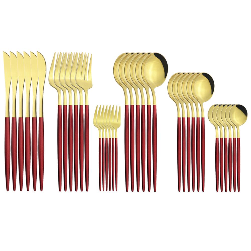 New 36Pcs Mint Gold Cutlery Set Western Silverware Stainless Steel Dinnerware Knife Fork Spoon Tableware Flatware Kitchen Wedding Accessories