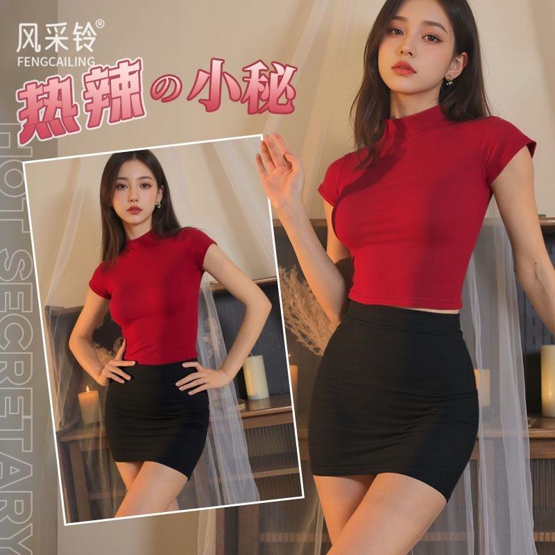 The new pure desire style tight royal sister dress looks thin, small turtleneck short women's hip skirt, hot girls are sexy and thin
