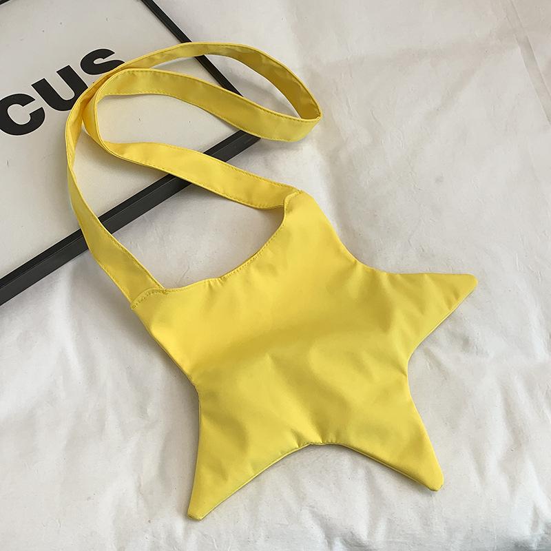 

ins нишевый дизайн звезда холщовая сумка японская и корейская мода мессенджер на плечо тканевая сумка лето пара сумка для девушки однотонная жёлтый