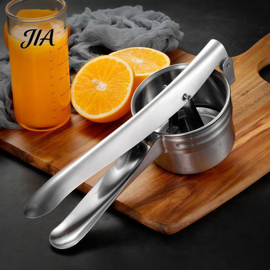 Manual Potato Ricer Stainless Steel with T-shaped Handle, Handheld Garlic Easy Squeeze Lever Juicer Press, Multifunctional Kitchen Tool for