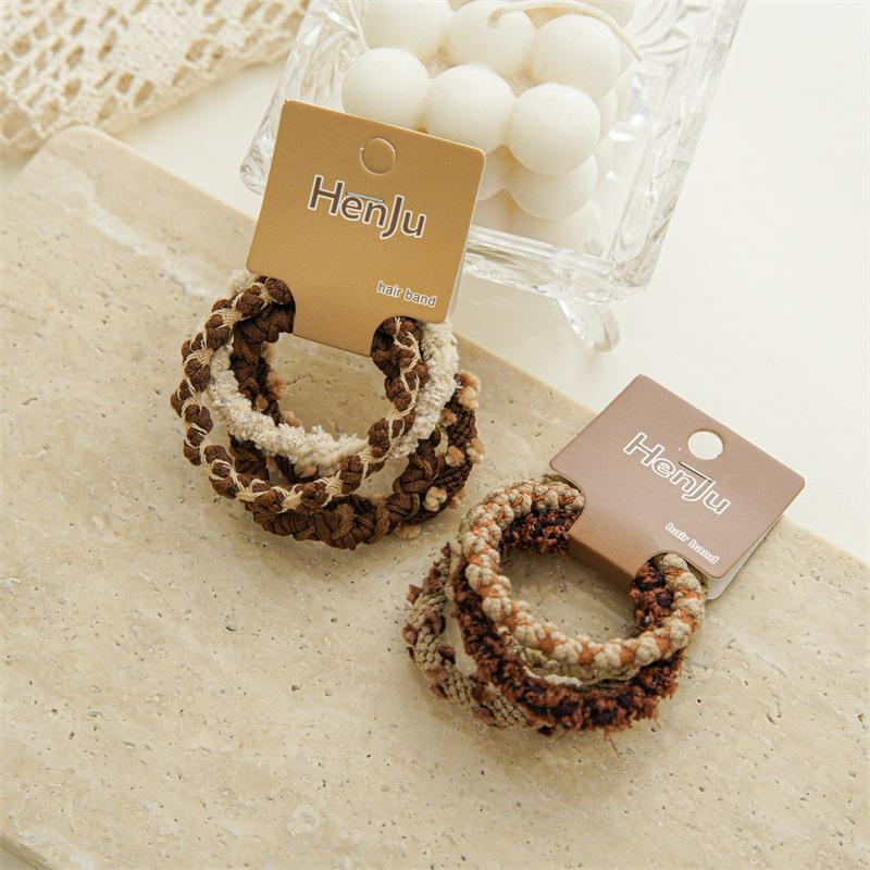 Vintage Coffee Color Rubber Bands For Women Fashion Elastic Hairbands Headbands Ponytail Hair Ropes Hair Loop Girls Hair Accessories