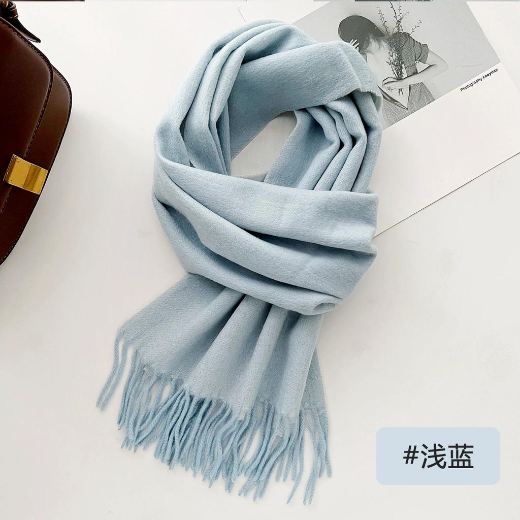 100% Wool Winter Scarf For Women Long Warm Cashmere Scarves Hijab Solid Lady Shawl Wrap Female Pashmina Bandana Head Scarfs