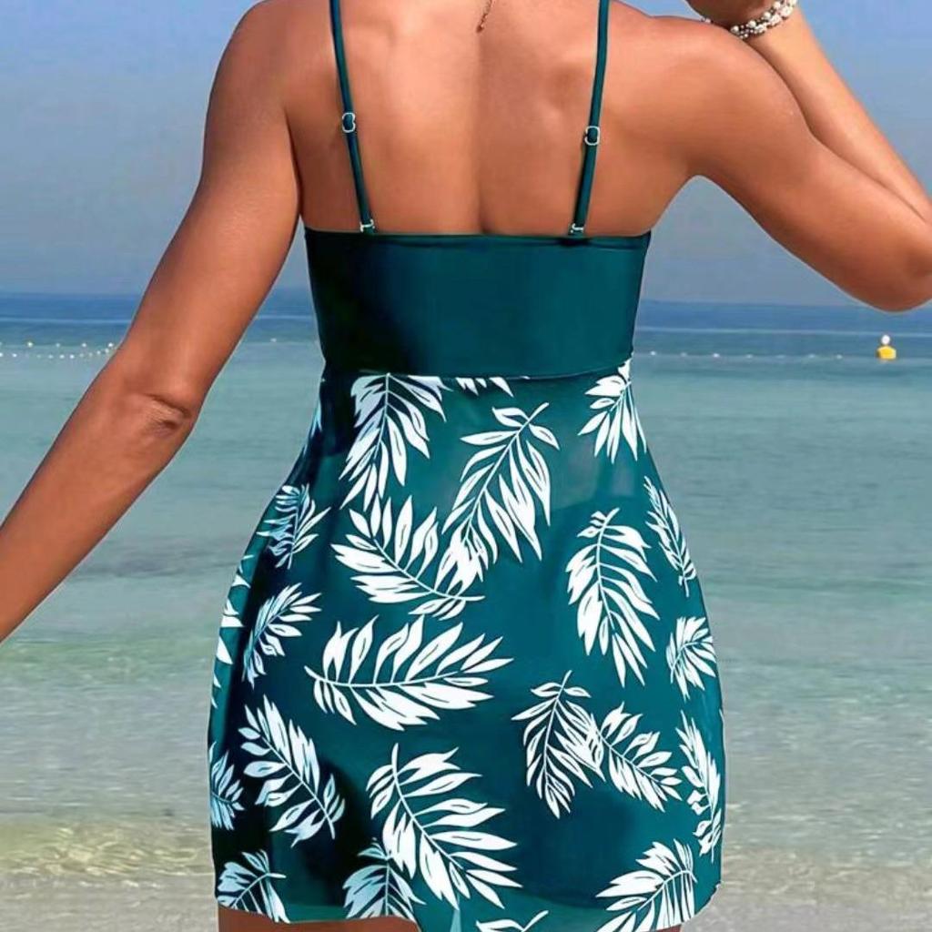 2025 European & American High Waist Mesh Boyleg Tankini Swimsuit for Women