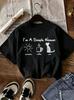 Funny Cat I Am A Simple Unisex With Letters Sunshine Coffee Cat Tshirt Graphic Fun Cute Cat Retro Casual Summer Top Tee