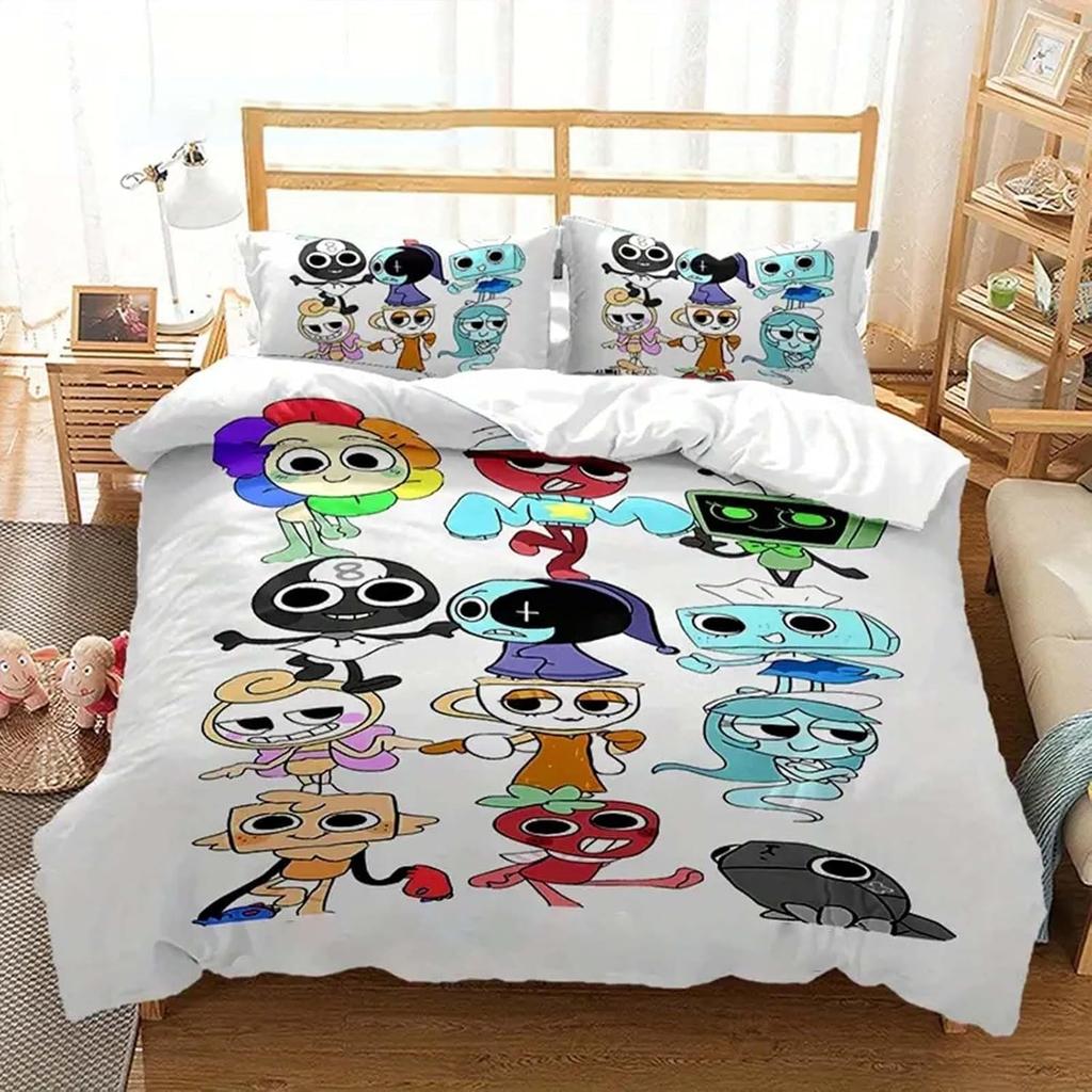 Dandy's World Bedding Set Cartoon Game 3D Printed Duvet Cover Set with Pillowcases Soft Bedclothes Boy Girl Kids Birthday Gift