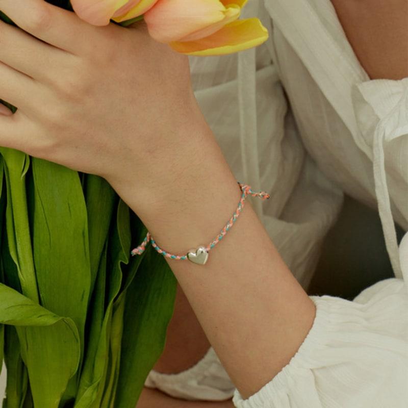 

murmur [925silver]Color rope heart bracelet green