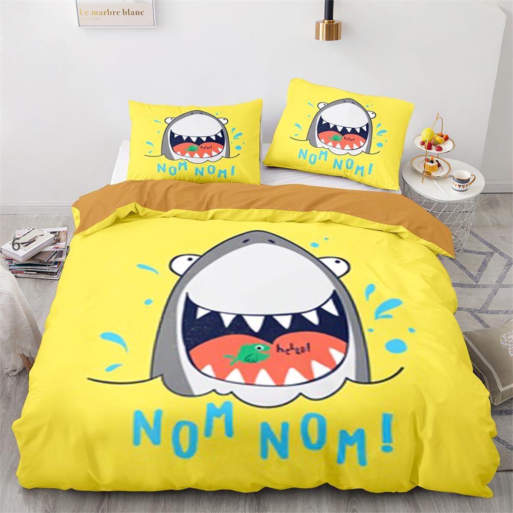 Комплект пододеяльника Акула Мультяшный узор с морскими животными Милый Кавайный — фото 5