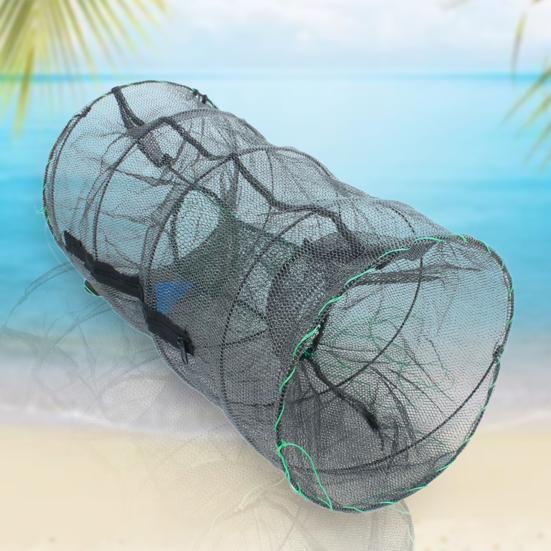 Large Automatic Folding Portable Fishing Net Trap Zipper Bait Spring Cage for Shrimp