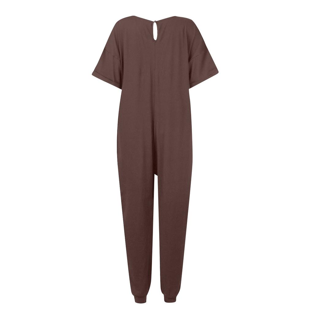 Women's Jumpsuit V-neck Half Sleeve Loose Casual Leggings