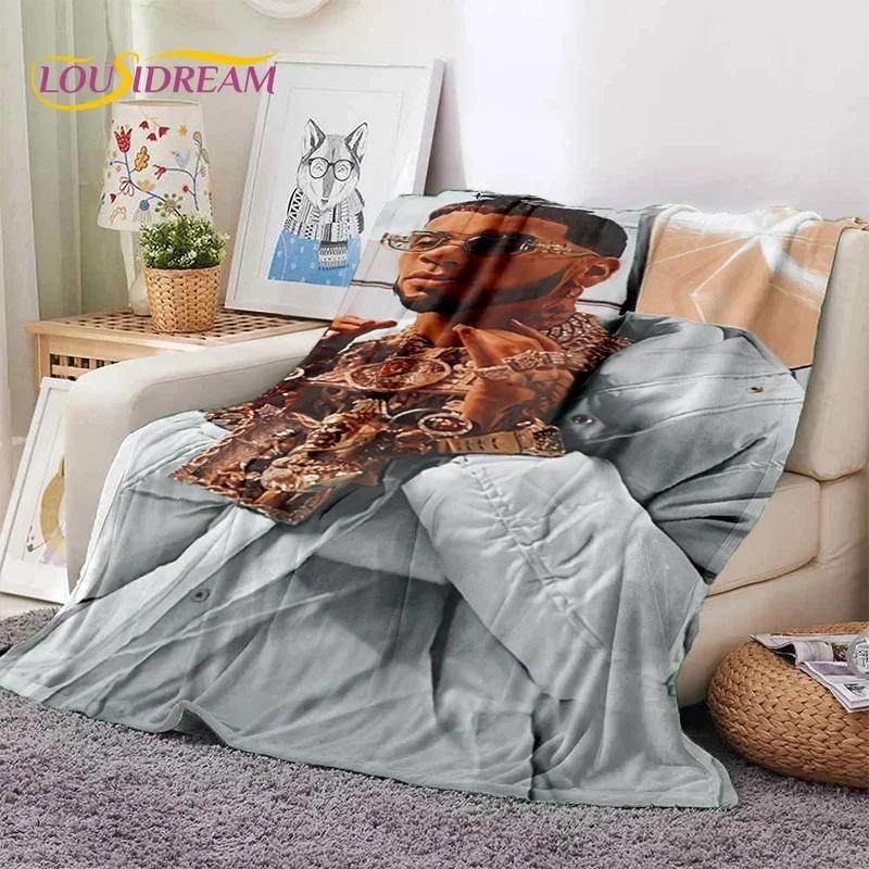 Anuel AA Inspired Hip Hop Throw Blanket Soft Flannel for Bed Sofa Outdoor Leisure Nap Gift