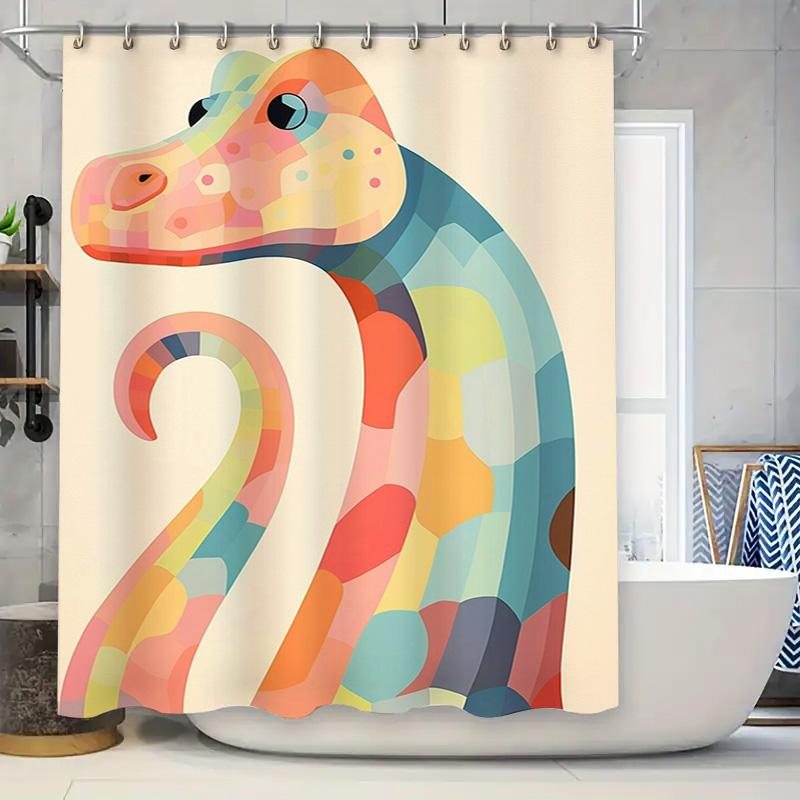 Colorful Cartoon Dinosaur Shower Curtain Bath Decor With 3D Printed Blue Yellow Red Purple Orange Design For Kids Bathroom Decor