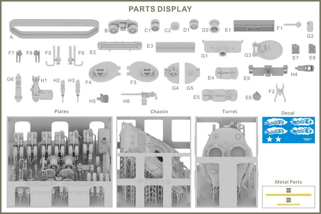 Kit imprimantă 3D Triumph Model American M4A3E8 Sherman Easy Eight Thunderbolt Type Track TRFP72013 1/72 7/T66