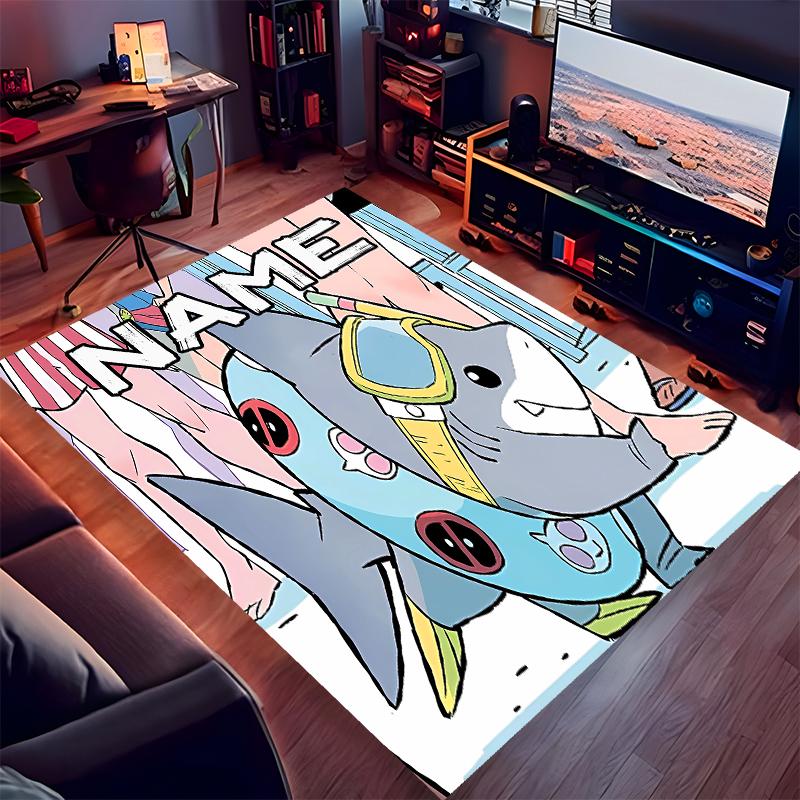 Custom Personalization Jeff the Land Shark Print Area Rug - Soft, Washable Non-Slip Indoor Mat,Living Room,Home&Office Decorative Rug