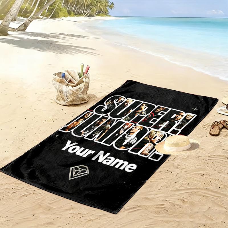 Name Custom Super Junior Print Beach Towel, Large Soft Quick Dry Towel for Beach Camping Swimming