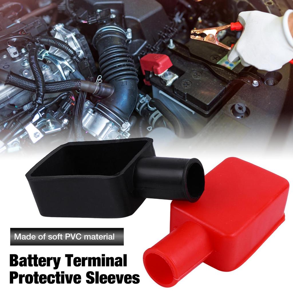 2pcs Car Battery Pole Positive and Negative Protection Cover Soft Plastic Flexible Battery Terminal Insulator Protective