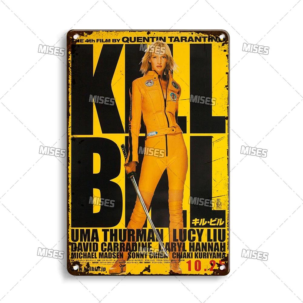 MISES Kill Bill:Sv.1 Klasický filmový bar Kovová cedule Vintage plakát Rezavý kovový talíř Průmyslový dekor Domov Kavárna Klub Kovová plaketa