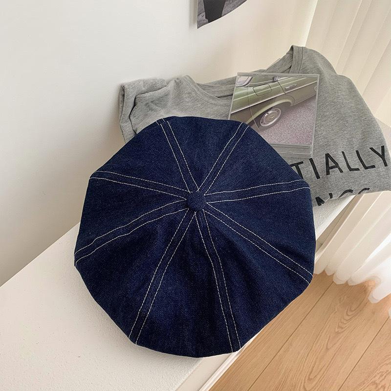 

Ковбойский берет женский осенне-зимний большой окружность головы восьмиугольная шляпа в виде облака лицо знаменитости в Интернете маленькая шляпа художника M（56-58cm）