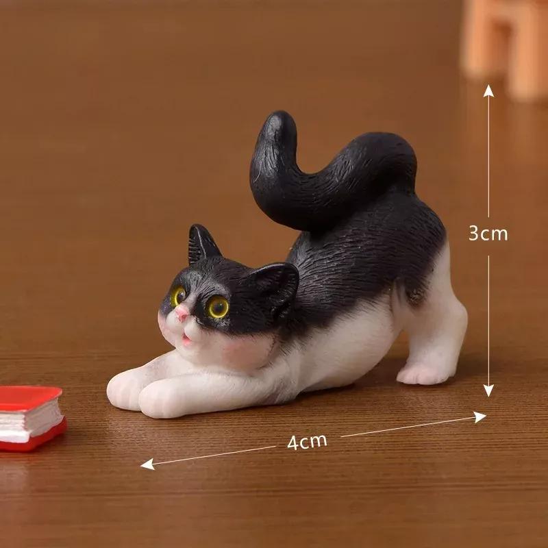 SET Resin Cats Ornament Kitten Figurine Animal Miniature Fairy Garden Doll House Decoration DIY Micro Landscape Home Decor