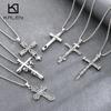 Stainless Steel Cross Pendant Necklace for Men Vintage Jesus Crucifix Carved Cross Necklaces Gothic Punk Religious Jewelry Gift