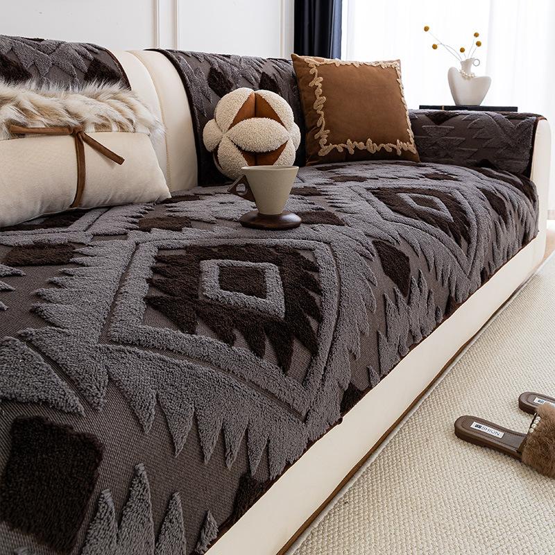 

Autumn and Winter Thick Sofa Cover Fabric New High-end Non Slip Sofa Cushion Simple Style Skin Friendly Material Machine Wash 70x70cm сірий
