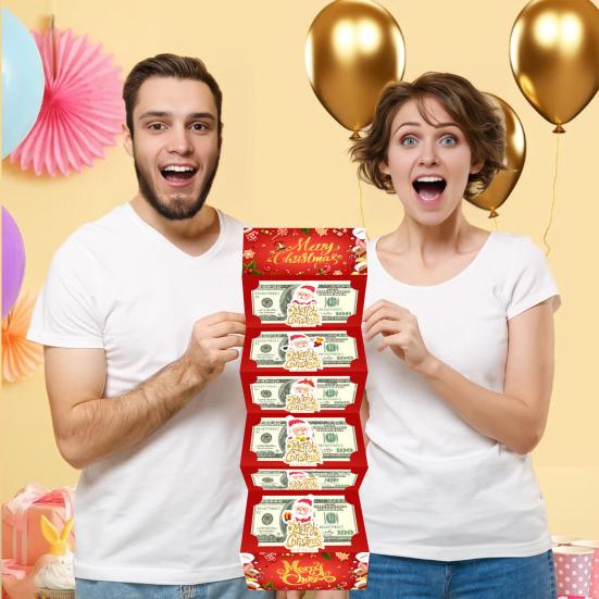 Christmas Cash Gift Envelopes 6 Slots Surprise Christmas Money Envelope for Cash DIY Holiday Money Gifts Card Holder Stocking Stuffers for Family