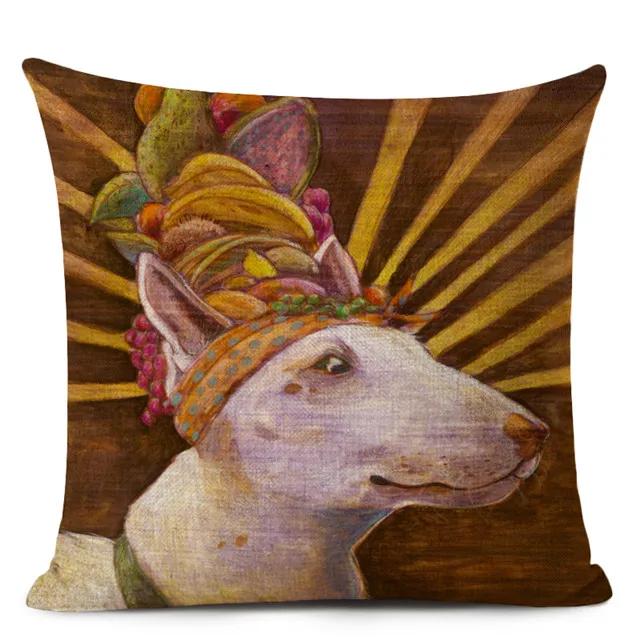 Bull Terrier Cushion Cover Cute Dog Printed Throw Pillows Cover Car Sofa Decorative Pillowcase Home Decor 45x45cm