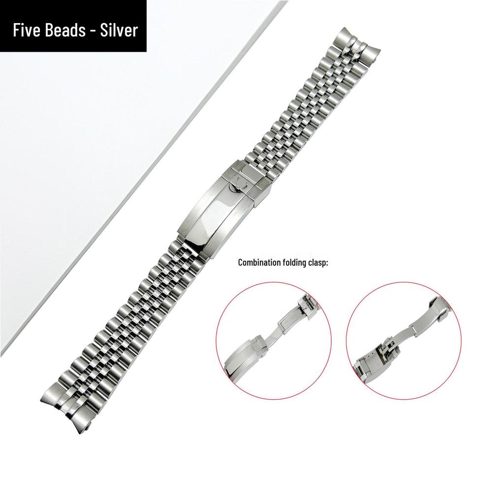 Available: Five-Bead Stainless Steel Strap for Submariner GMT, Compatible with Oyster Submariner 20/21mm