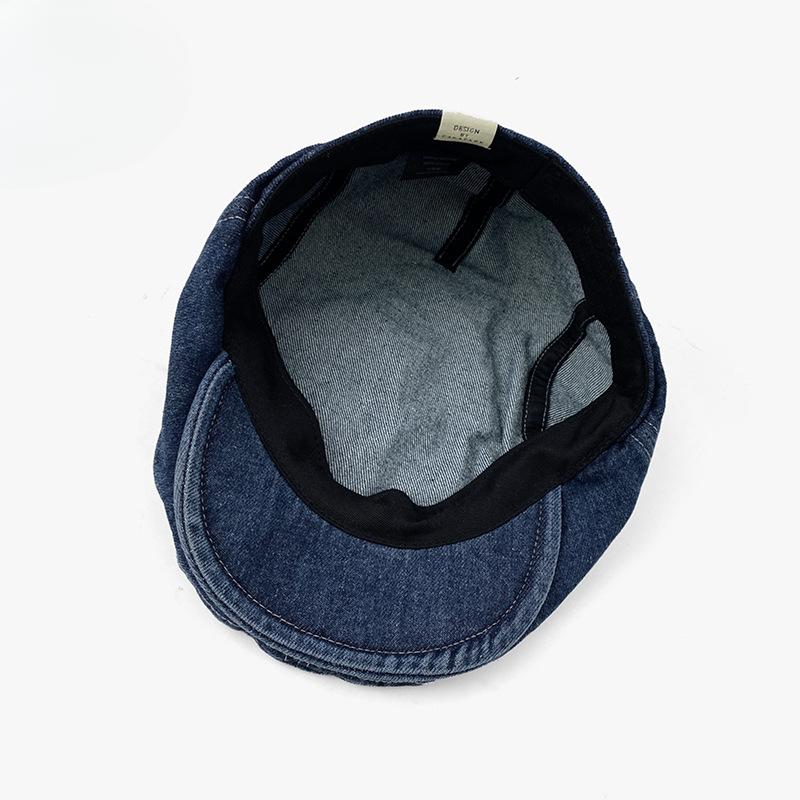 Denim Beret Women's Autumn and Winter New Big Head Circumference Can Be Worn In Reverse with Internet Celebrity Fashionable Simple Hat