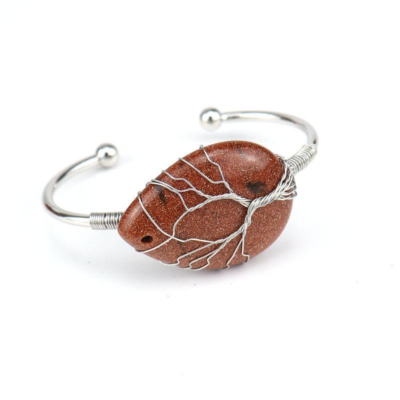 Handmade Copper Wire Wound Natural Crystal Amethyst Water Drop Bracelet Bracelet Bracelet Rough Stone Crystal Bracelet B25