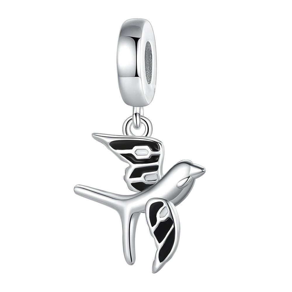 White Copper Silver Plated 925 Pendant, Butterfly Swallow Hummingbird Pendant Accessories Diy Jewelry Bracelet Necklace