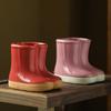 Ceramic Flower Pot Flower Vase Crude Pottery Cartoon Boots Rain Boots Shoes Floral Arrangement Accessories Garden Pot