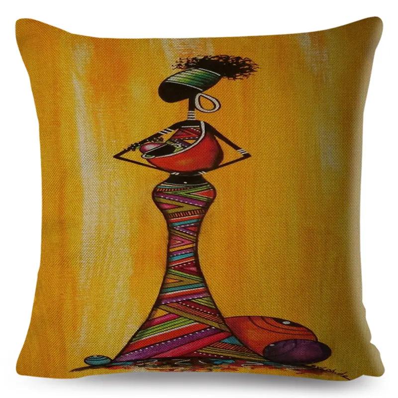 Abstract Painting Cotton Linen Decorative Cushion Cover Africa Life African Woman Home Decor Pillow Case Exotic Pillowcase