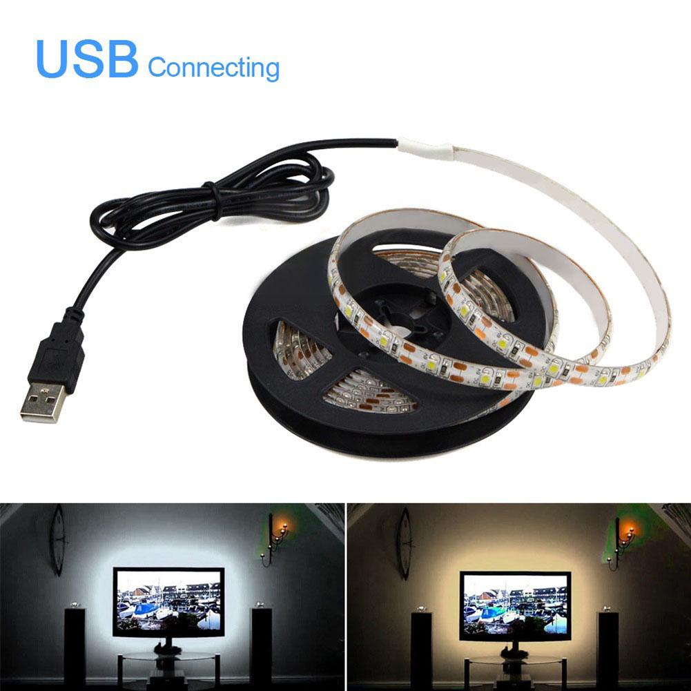 FASHION ITAT USB 3528 SMD LED 0,5/1/2/3/4/5m DC 5V Striscia per armadio TV Sfondo