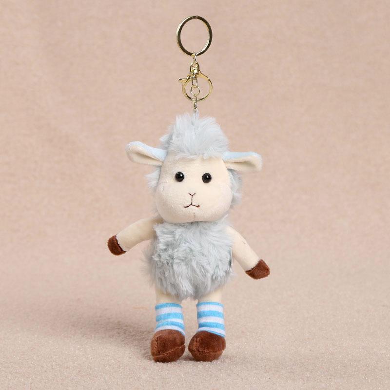 Cute Cartoon Plush Sheep Keychain Soft Fluffy Fabric Bag Charm for Women Girls Backpack Pendant Creative Gifts