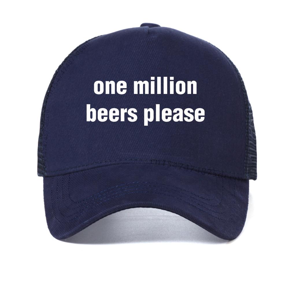 

Funny Vintage Drinking Beer One Million Beers Please baseball cap Men Humor Streets Unisex casual hat adjustable mesh sport hats Adjustable темно-синього кольору