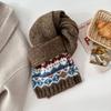 Green Christmas~ Korean Version Ins Retro Fair Island Jacquard Scarf Women's Winter New Warm and Thickened Knitted Scarf