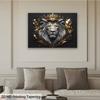 2D King Lion Tapestry Background Cloth Black Gold Crown Lion Wall Decor Banner