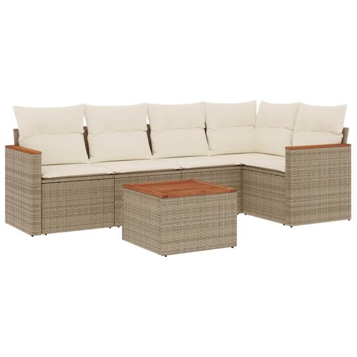 VidaXL Garden Lounge Set with Cushions 6 Pcs, Patio Sofas, Patio Furniture Set, Outdoor Furniture, Beige 3258355