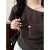 Korean Style Silver Horse Pendant Necklace - Women's Versatile Long Sweater Chain Accessory