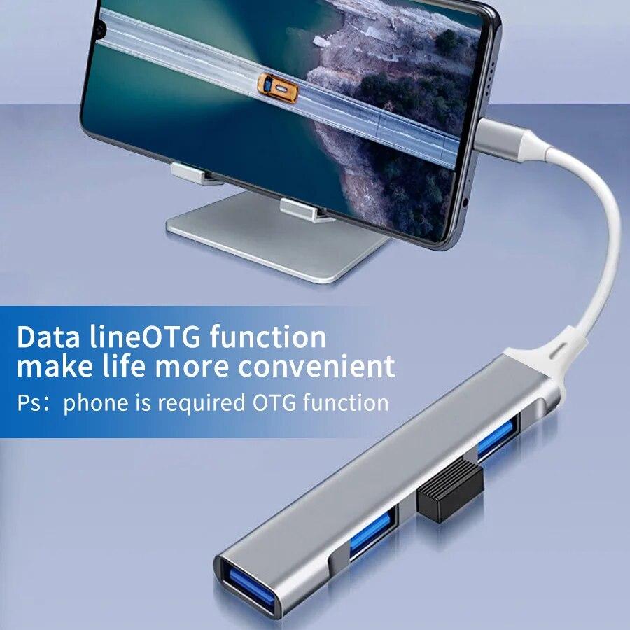 4Port USB 3.0 Hub USB Hub High Speed Type C Splitter 5Gbps For PC Computers Accessories Multiport HUB 4 USB 3.0 2.0 Ports