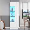 Armadio 60*40*180cm, Vetrina con Porta in Acrilico, Armadio di Stoccaggio Lucido con Illuminazione LED, 3 Ripiani in Vetro, Bianco