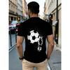 European sizes Summer Men'S Casual Fashion Short Sleeve Polyester T-Shirt with Soccer Ball Print, Lightweight And Durable for Outdoor Activities