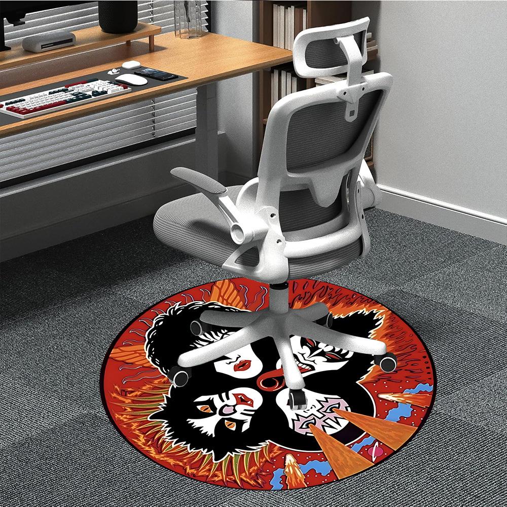 

1PC KISS Band Office Round Rug Perfect for Office Non-Slip Backing, Decorative Floor Mat yy250916080 80cm by 80cm