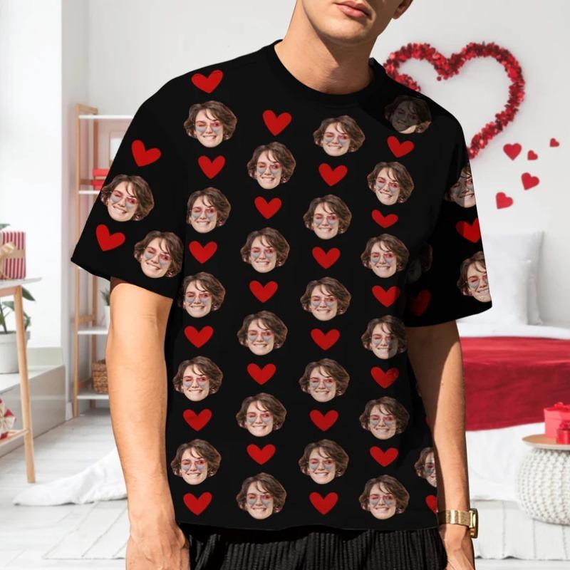 T-shirt Personalizzate con Volto per Uomo Stampa Integrale Personalizzata Fai da Te Foto Volto T-shirt Personalizzata Manica Corta Girocollo Maglietta