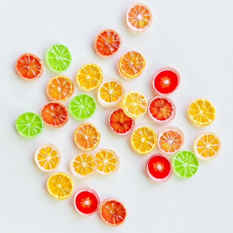 50Pcs New Mini Cartoonoranges, Lemon Slices Series Resin Flat Back Scrapbook Diy Nail Decoration Component Holiday Gifts A146