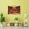 Christmas Tree and Fireplace Tapestry, Woven Polyester Wall Hanging, 90g Brushed Fabric with Animal Theme Graphic, Portrait Orientation, Decorative Wa